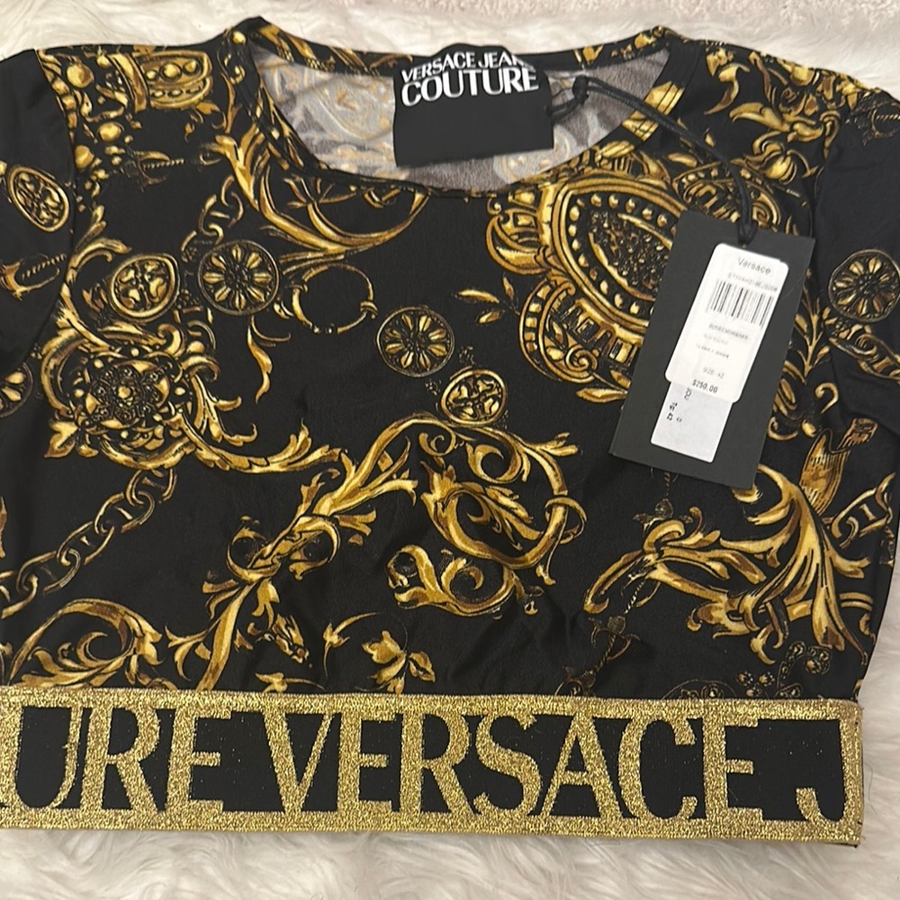 Versace Jeans Collection Black and Gold Women's Top